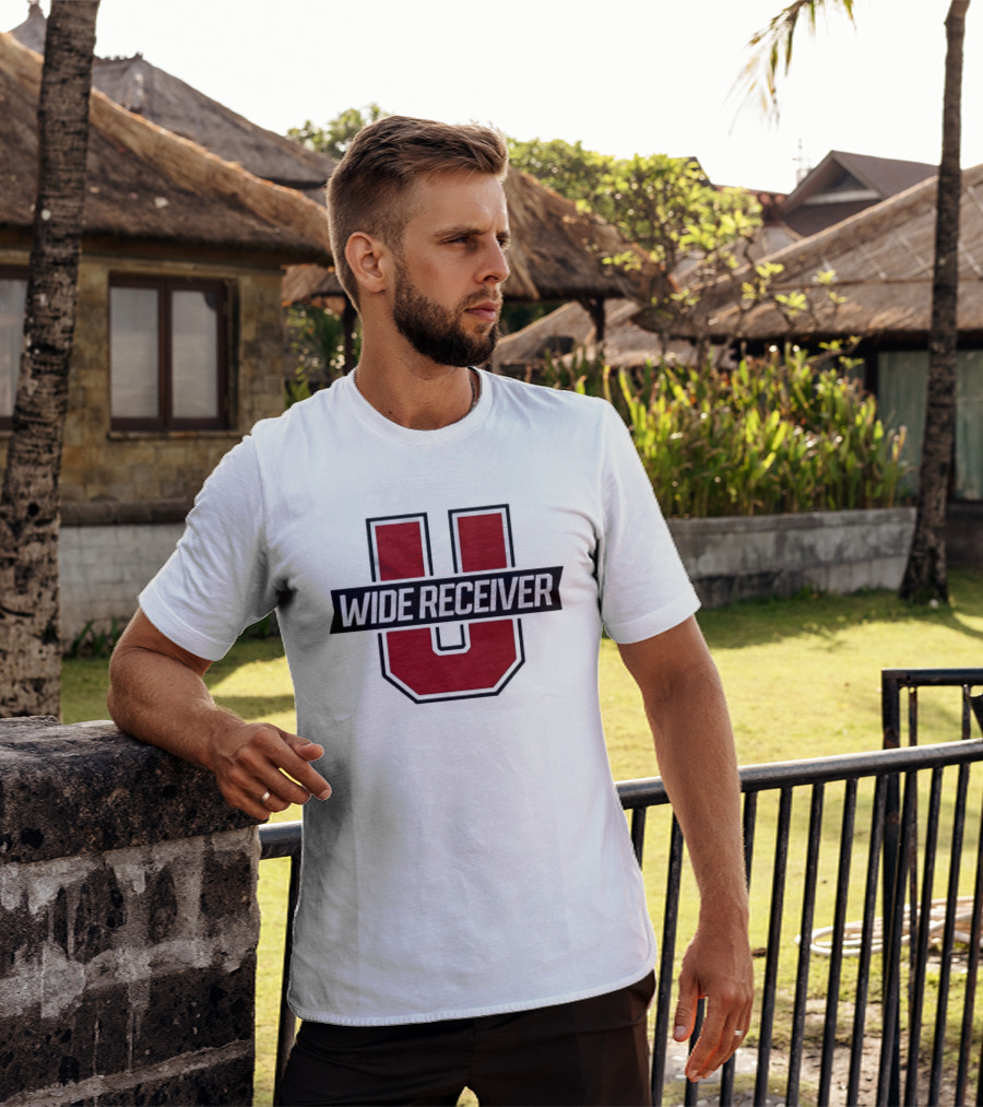 Wide Receiver U Team Red Black Block Lettering T-Shirt