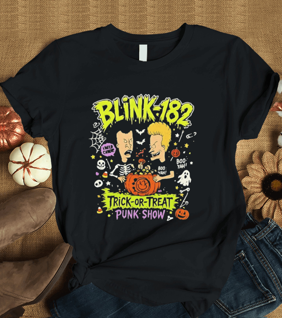 Blink 182 Beavis And Butt Head Halloween Trick Or Treat Punk Show T-Shirt