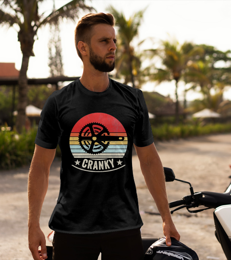 Cranky Sunset Bike Crank Retro Vintage Cycling T-Shirt