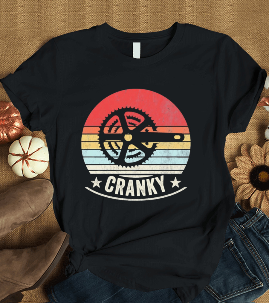 Cranky Sunset Bike Crank Retro Vintage Cycling T-Shirt