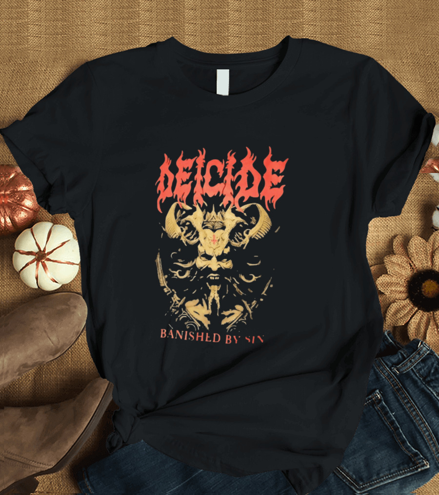 Deicide Banished By Sin Skull And Horns Death Metal T-Shirt