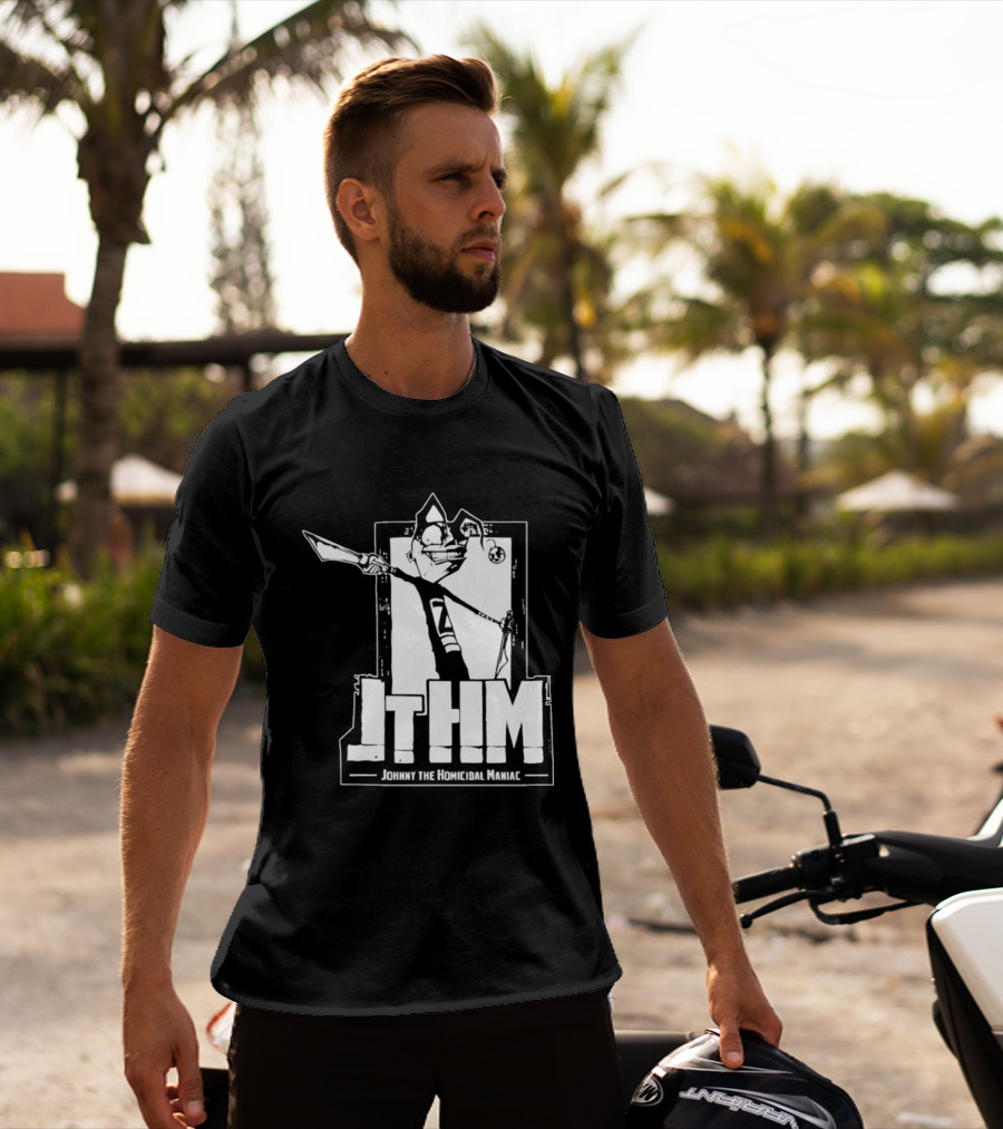 JTHM Johnny The Homicidal Maniac Distressed Black And White Comic T-Shirt