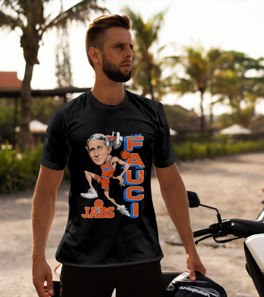 Dr Anthony Fauci Jabs Basketball Slam Dunk Caricature T-Shirt