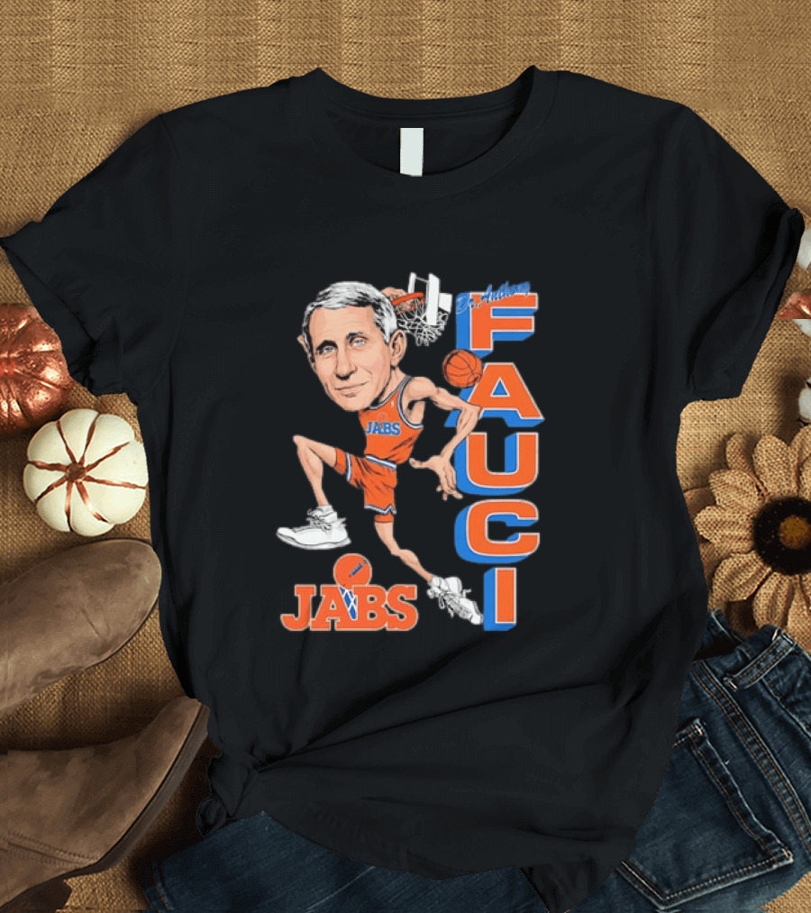 Dr Anthony Fauci Jabs Basketball Slam Dunk Caricature T-Shirt