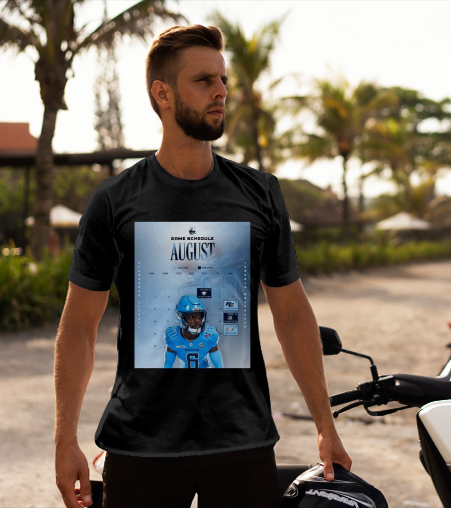 Toronto Argonauts August Game Schedule 2023 CFL Football Player Calendar T-Shirt