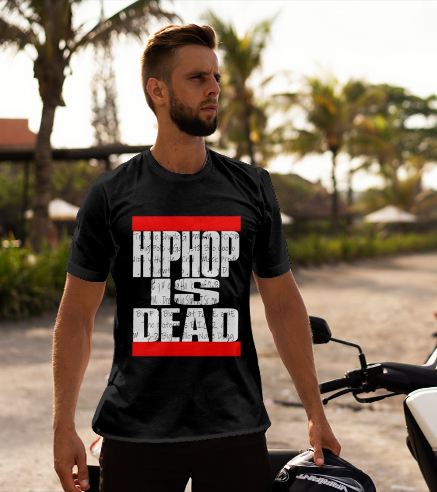 Hip Hop Is Dead White Text With Red Bars T-Shirt