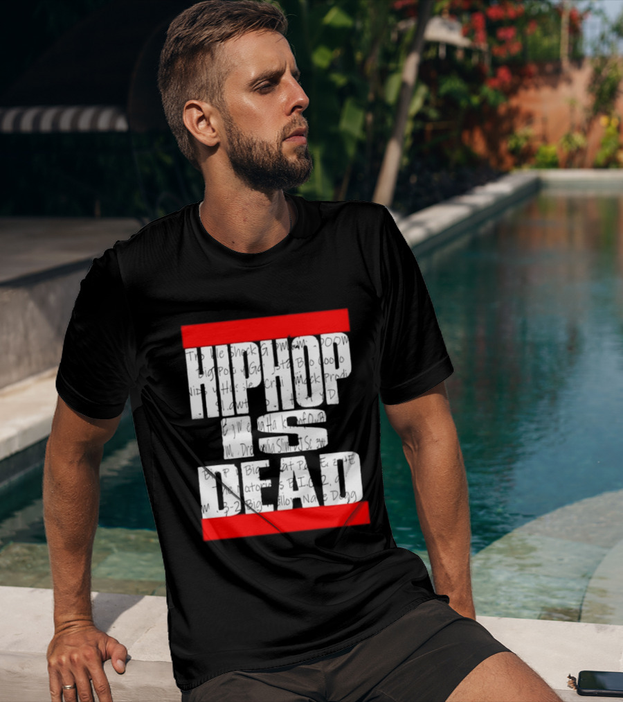 Hip Hop Is Dead White Text With Red Bars T-Shirt
