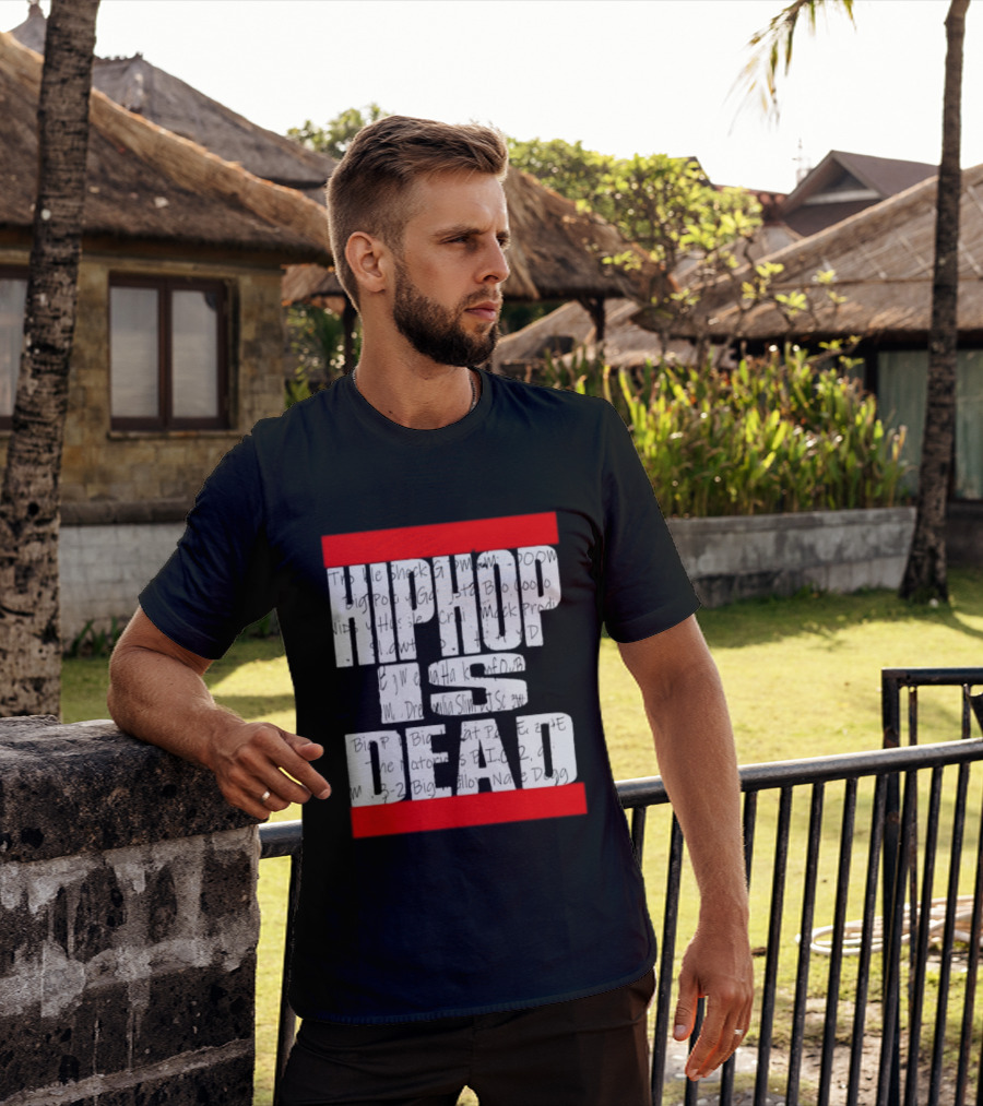 Hip Hop Is Dead White Text With Red Bars T-Shirt