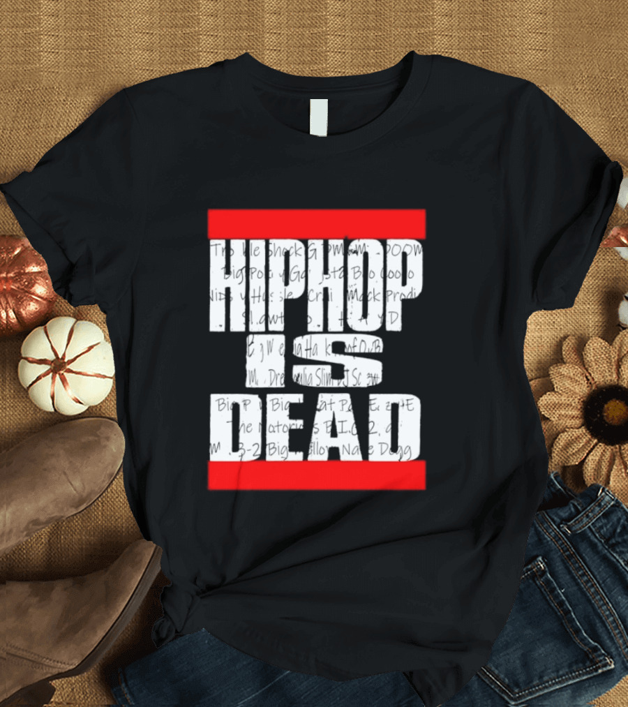 Hip Hop Is Dead White Text With Red Bars T-Shirt