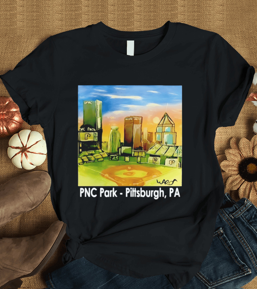 PNC Park Pittsburgh PA Baseball Skyline Art Print T-Shirt