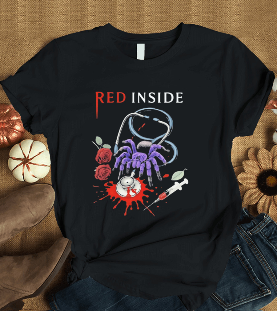 Red Inside Purple Tarantula Stethoscope Syringe Roses T-Shirt