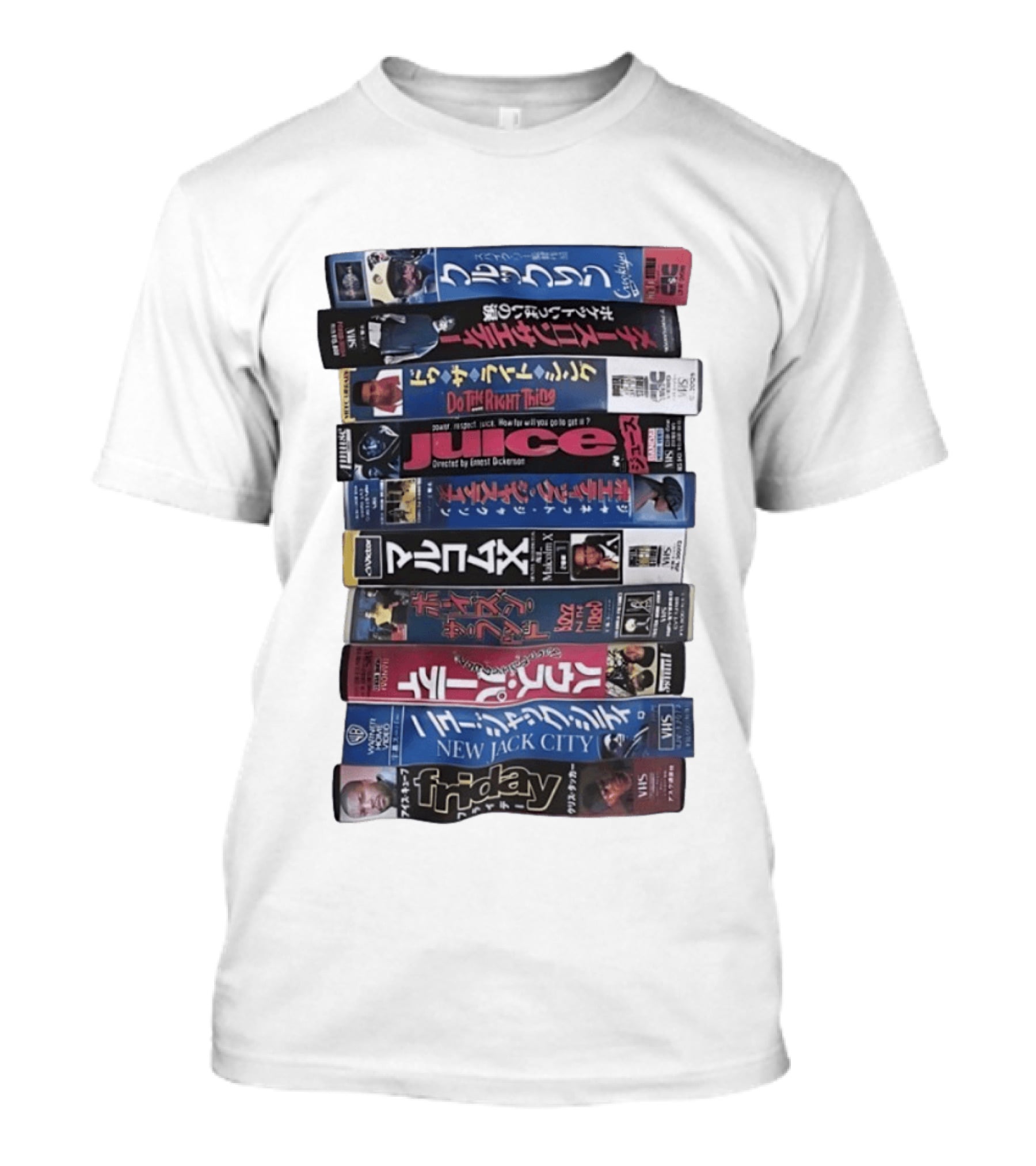 Friday Malcolm X Boyz N The Hood Juice Do The Right Thing New Jack City VHS Collection T-Shirt