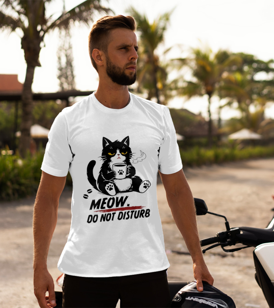 Meow Do Not Disturb Grumpy Cat Coffee Paw Stamp Vapor T-Shirt