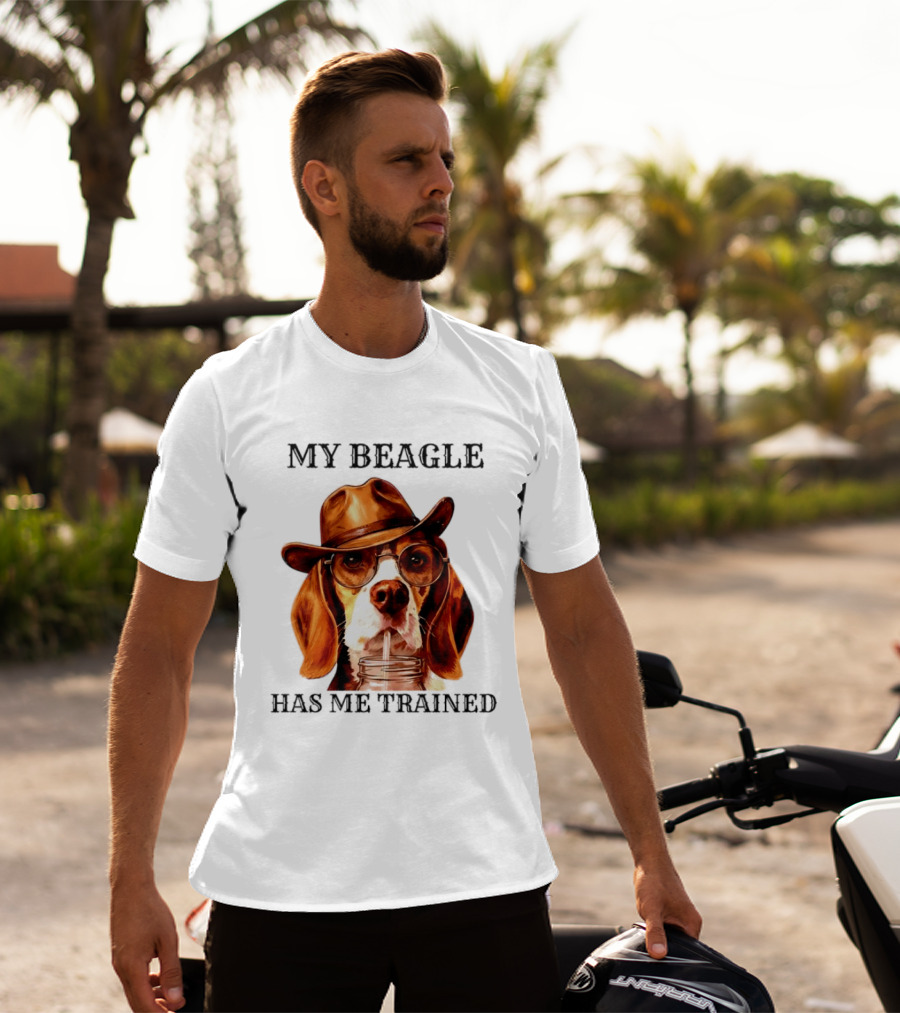 My Beagle Has Me Trained Cowboy Beagle With Hat And Glasses T-Shirt