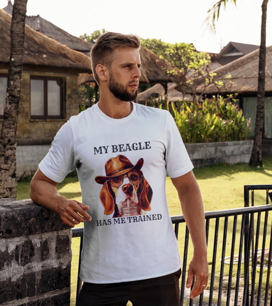 My Beagle Has Me Trained Cowboy Beagle With Hat And Glasses T-Shirt