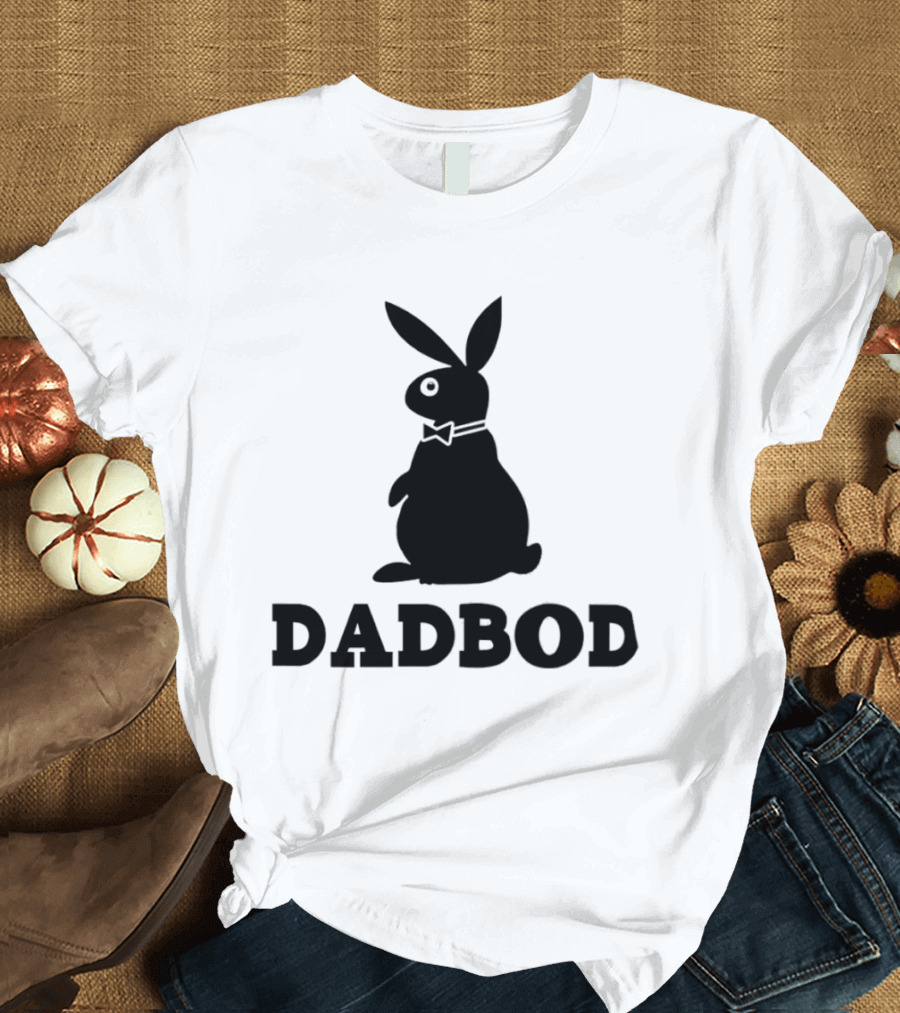 Dadbod Bunny Rabbit Dad Bod Fatherhood Humor Bow Tie T-Shirt