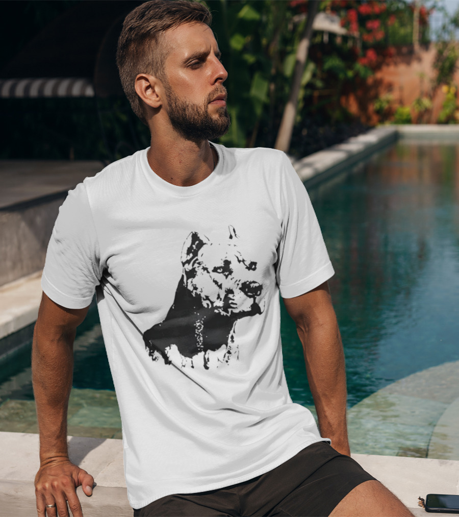 Distressed Pit Bull Dog Face Art For Dog Lovers T-Shirt
