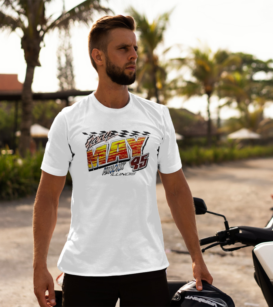 Gary May 45 Minonk Illinois Racing Motorsports Checkerboard T-Shirt