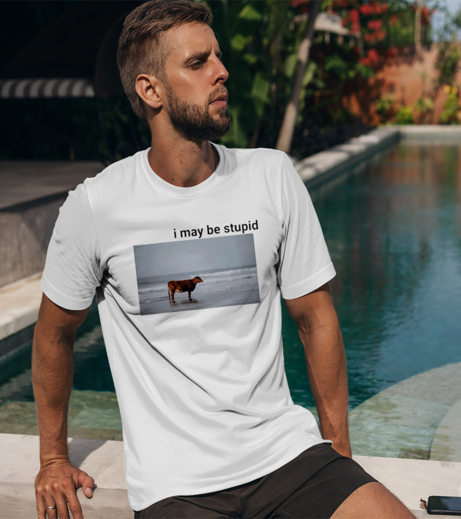 I May Be Stupid Cow At The Beach T-Shirt