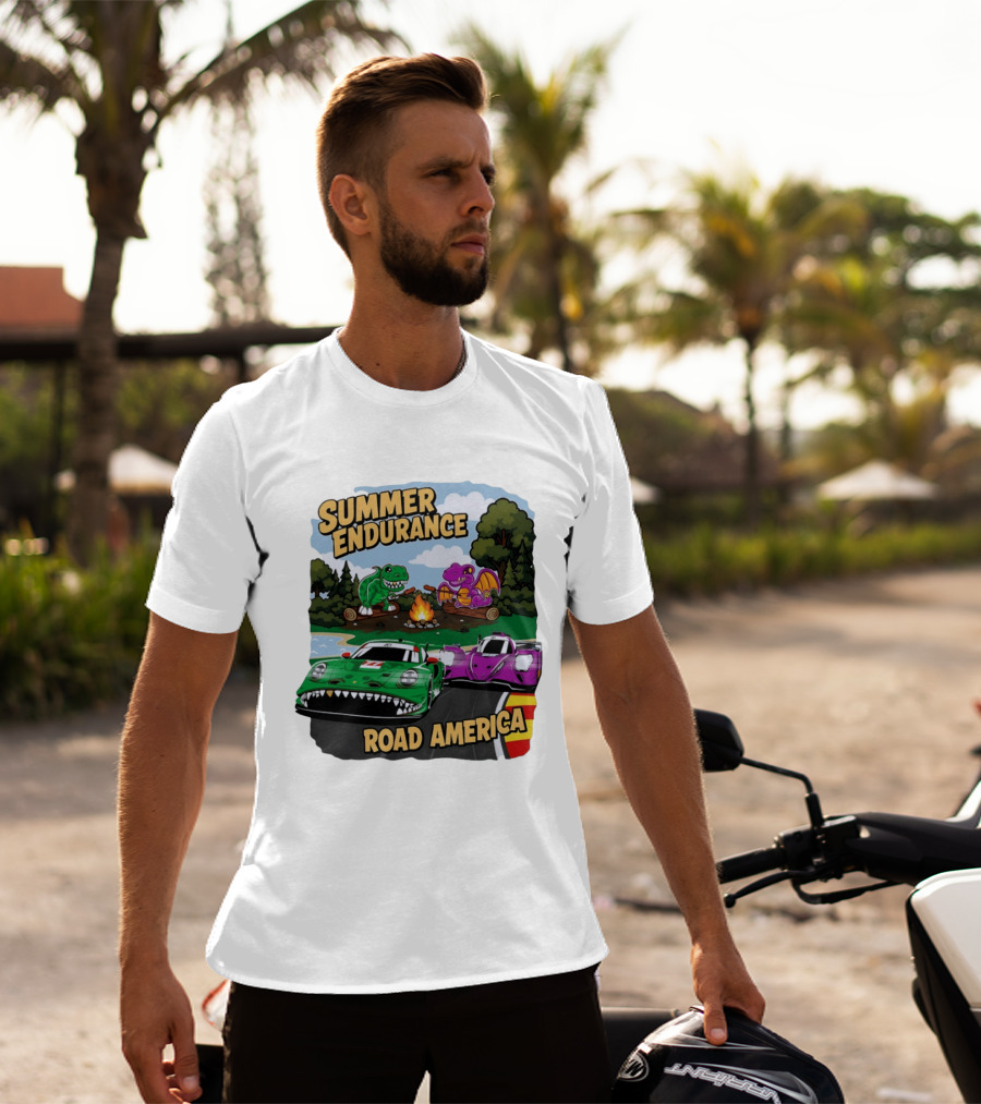 Summer Endurance Road America Racing With Dinosaurs And Dragons T-Shirt
