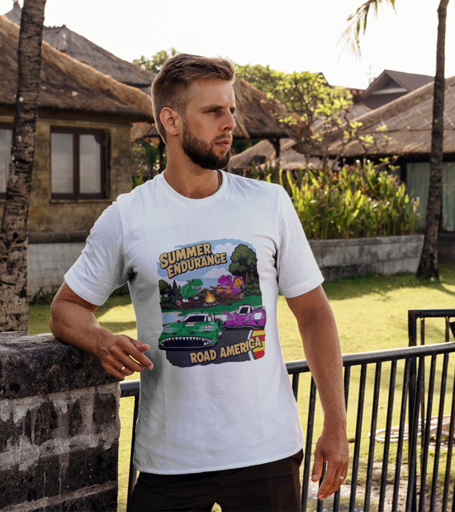 Summer Endurance Road America Racing With Dinosaurs And Dragons T-Shirt