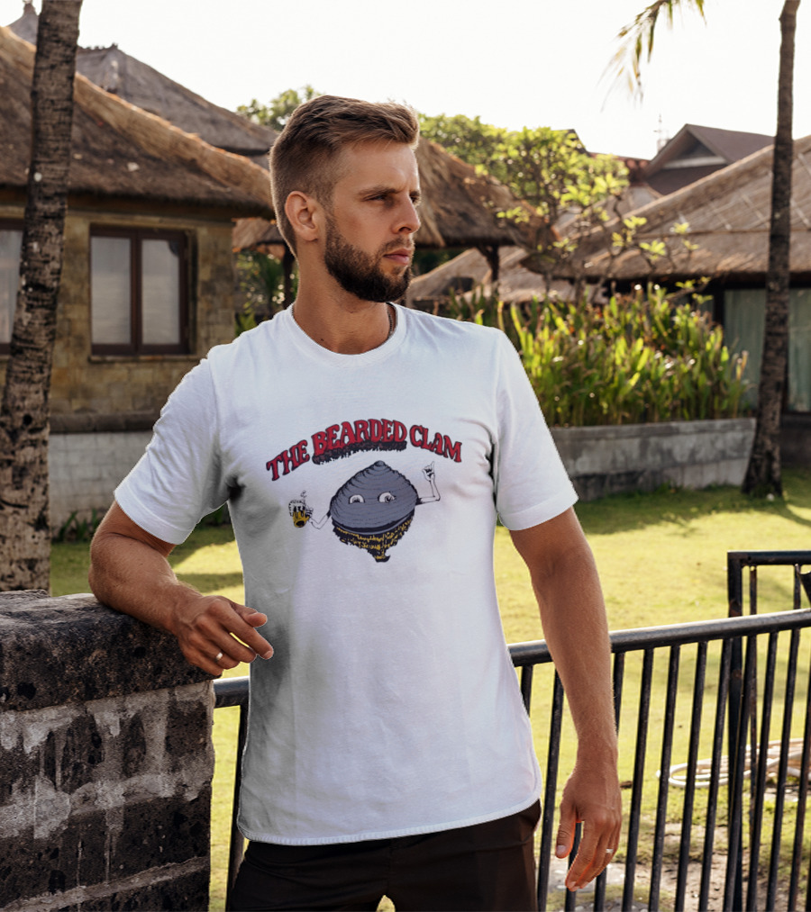 The Bearded Clam Cartoon Drinking Beer T-Shirt
