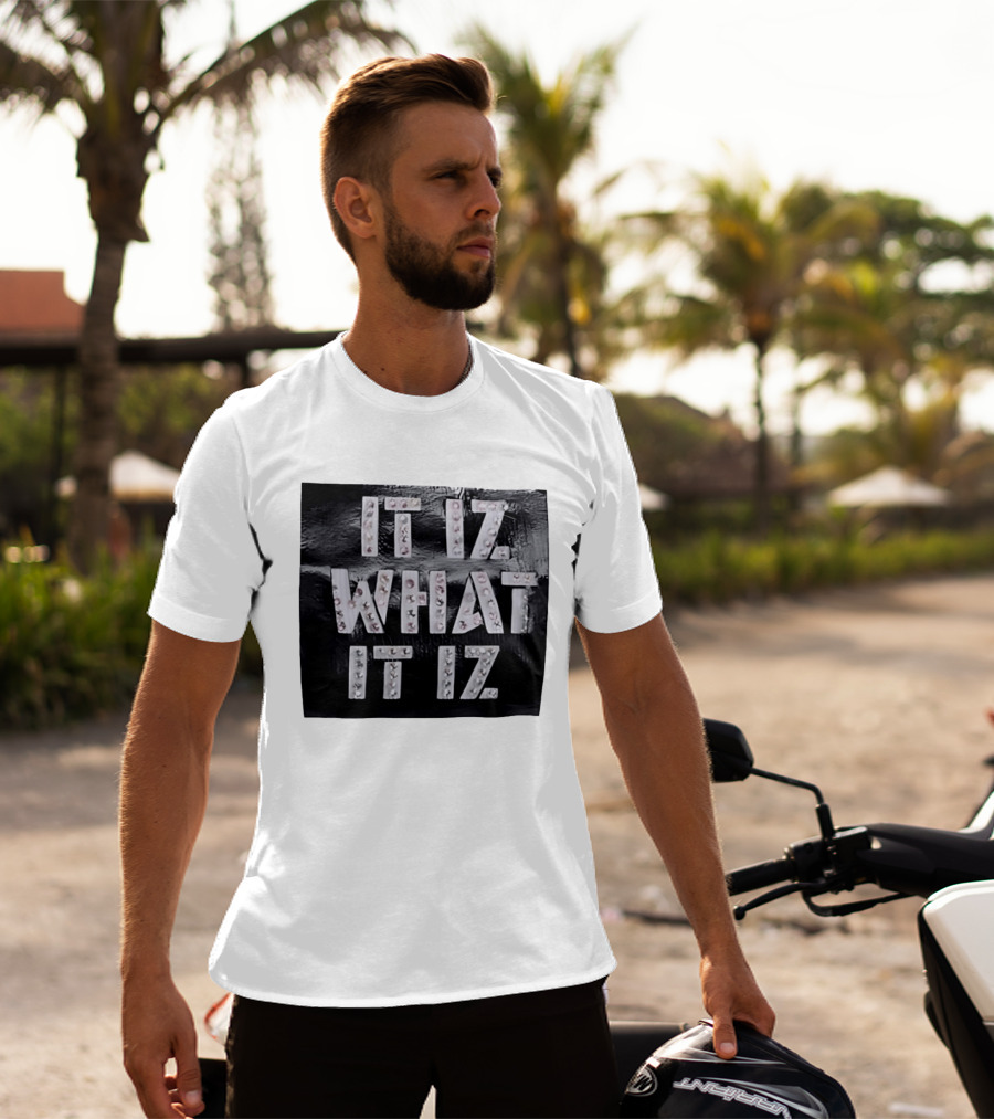 It Iz What It Iz Rhinestone Sparkly Slang Black T-Shirt