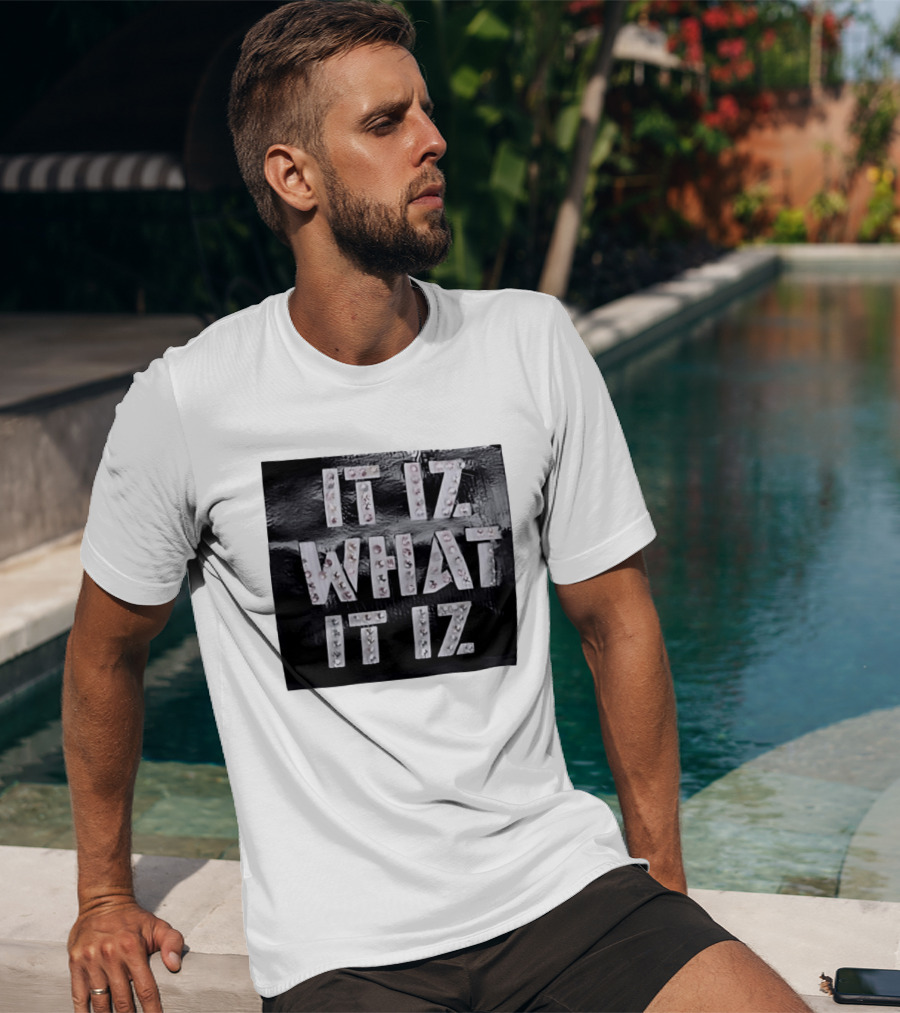 It Iz What It Iz Rhinestone Sparkly Slang Black T-Shirt