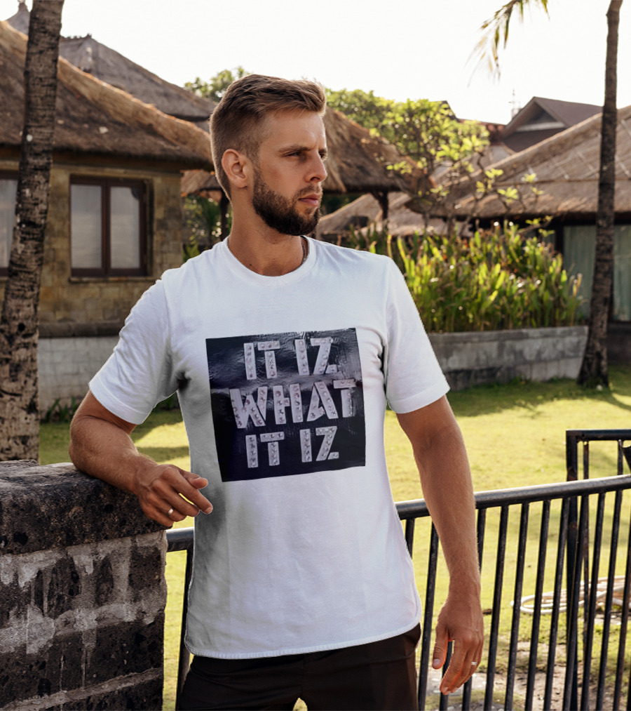 It Iz What It Iz Rhinestone Sparkly Slang Black T-Shirt