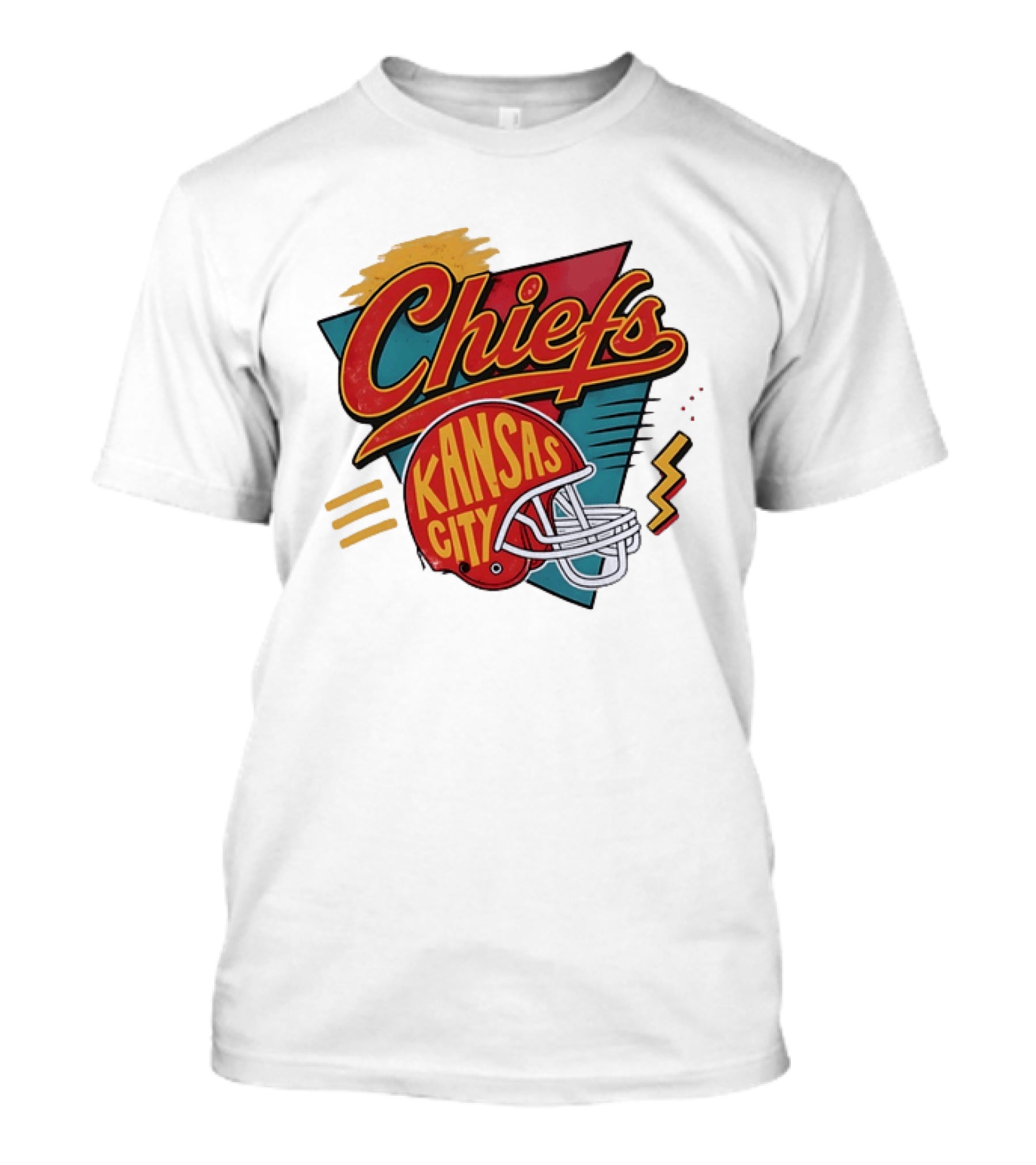 Kansas City Chiefs Helmet Retro Style Football T-Shirt