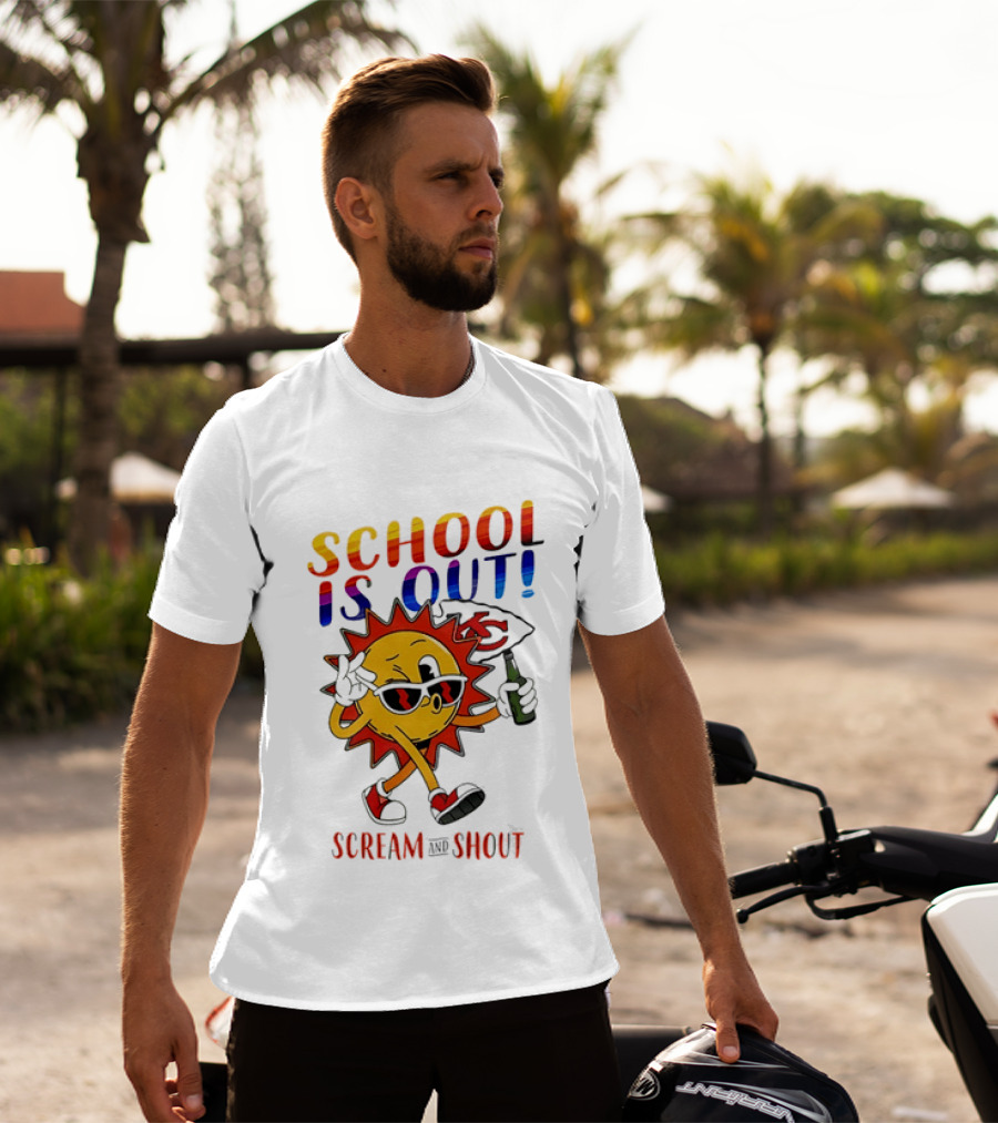 Kansas City Chiefs Sun Character School Is Out Scream And Shout T-Shirt