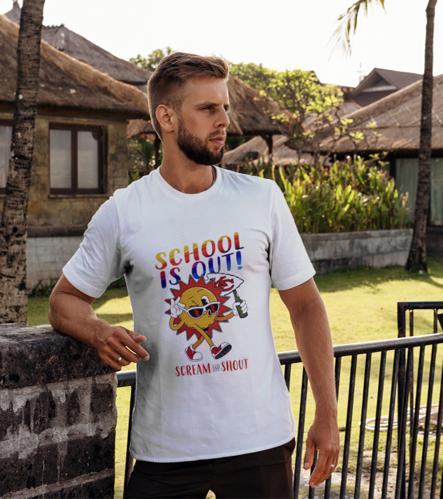 Kansas City Chiefs Sun Character School Is Out Scream And Shout T-Shirt