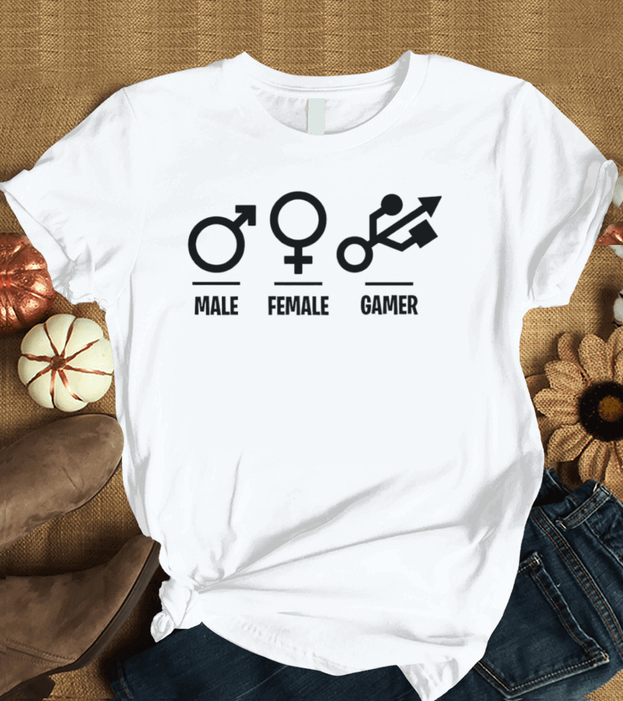 Male Female Gamer USB T-Shirt