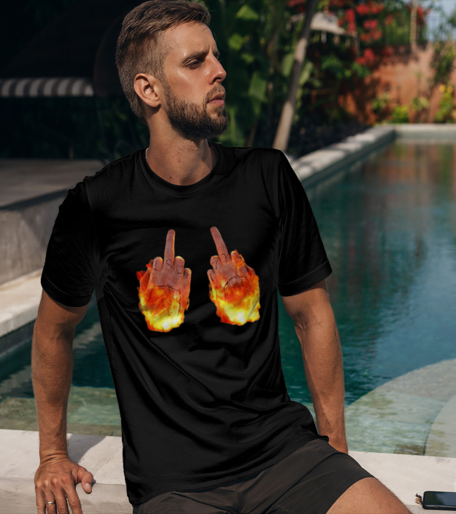 Sid The 3Rd Middle Fingers Flaming Gesture T-Shirt