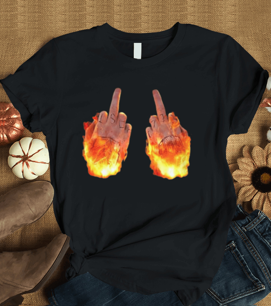 Sid The 3Rd Middle Fingers Flaming Gesture T-Shirt
