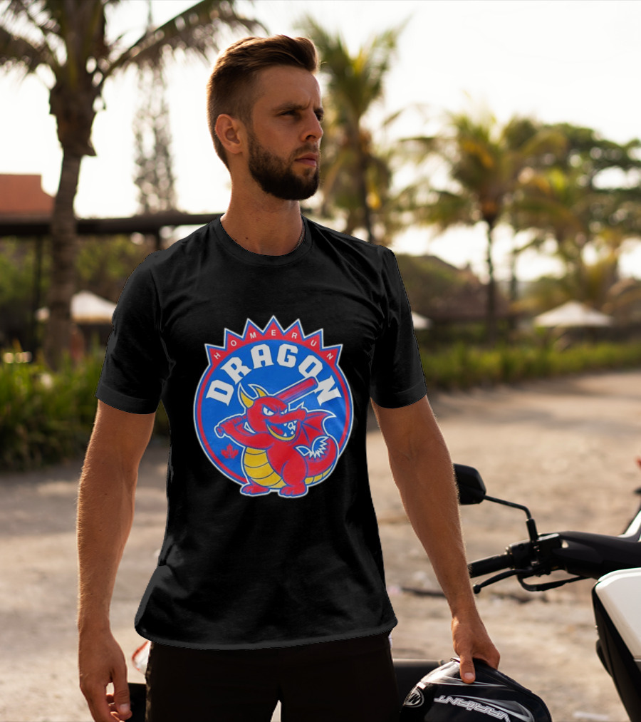 Homerun Dragon Toronto Blue Jays Batter With Red Bat And Maple Leaf T-Shirt