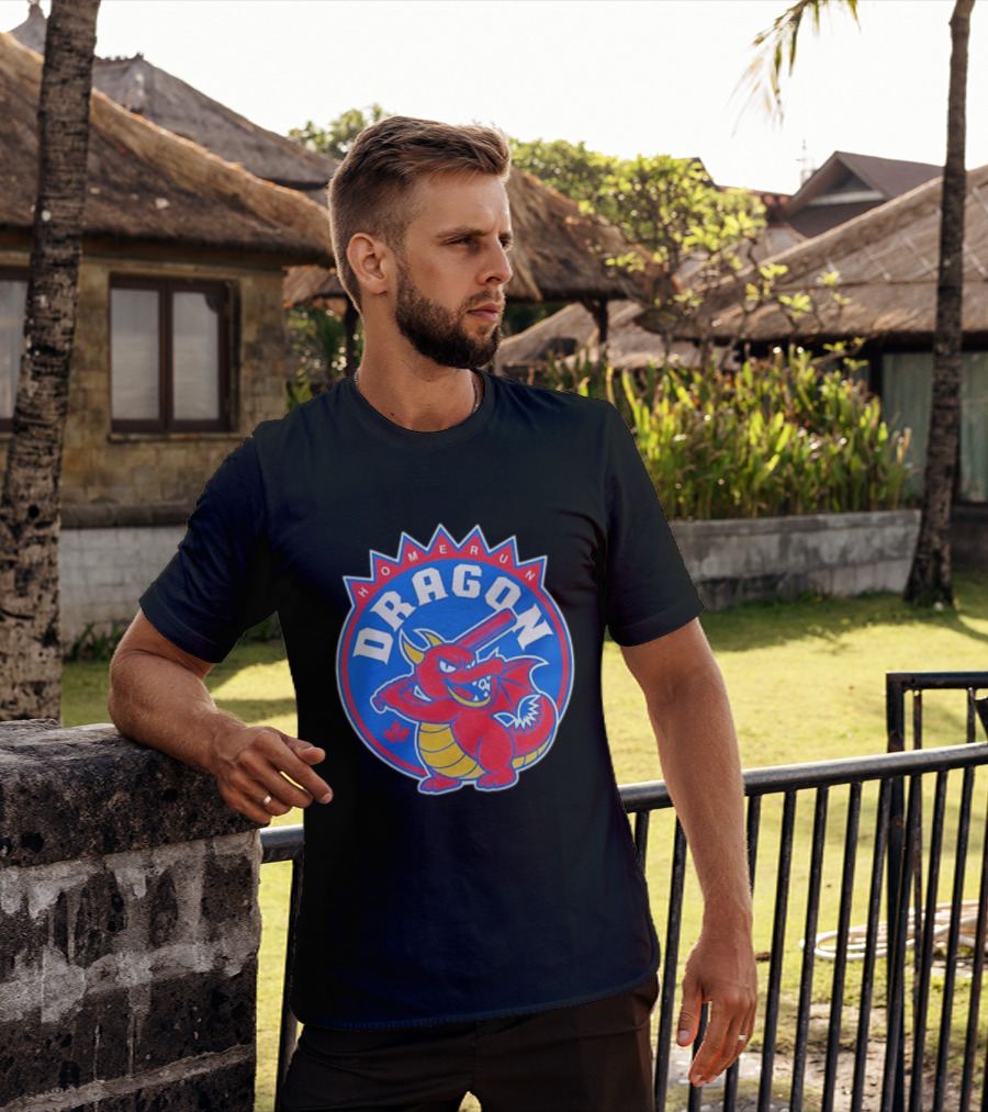 Homerun Dragon Toronto Blue Jays Batter With Red Bat And Maple Leaf T-Shirt