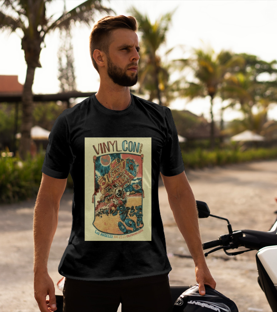 VinylCon Los Angeles August 22 23 2026 California Festival Space Astronaut Turntable T-Shirt