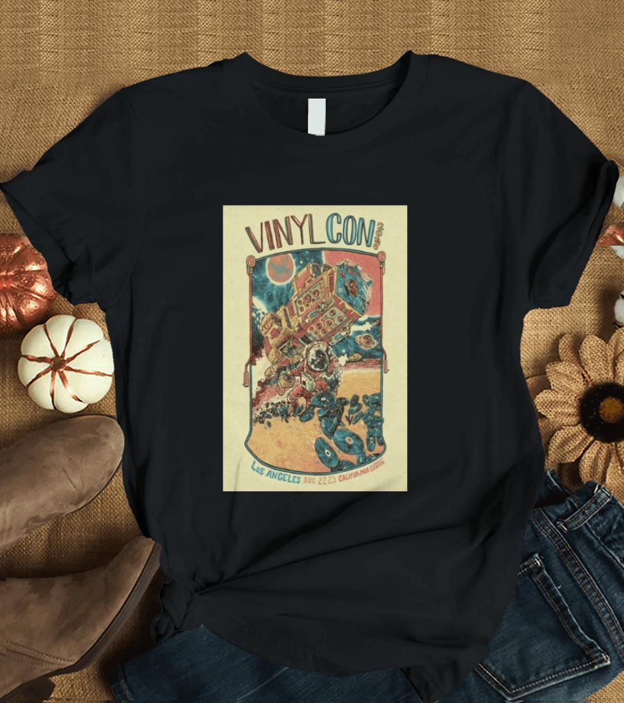 VinylCon Los Angeles August 22 23 2026 California Festival Space Astronaut Turntable T-Shirt