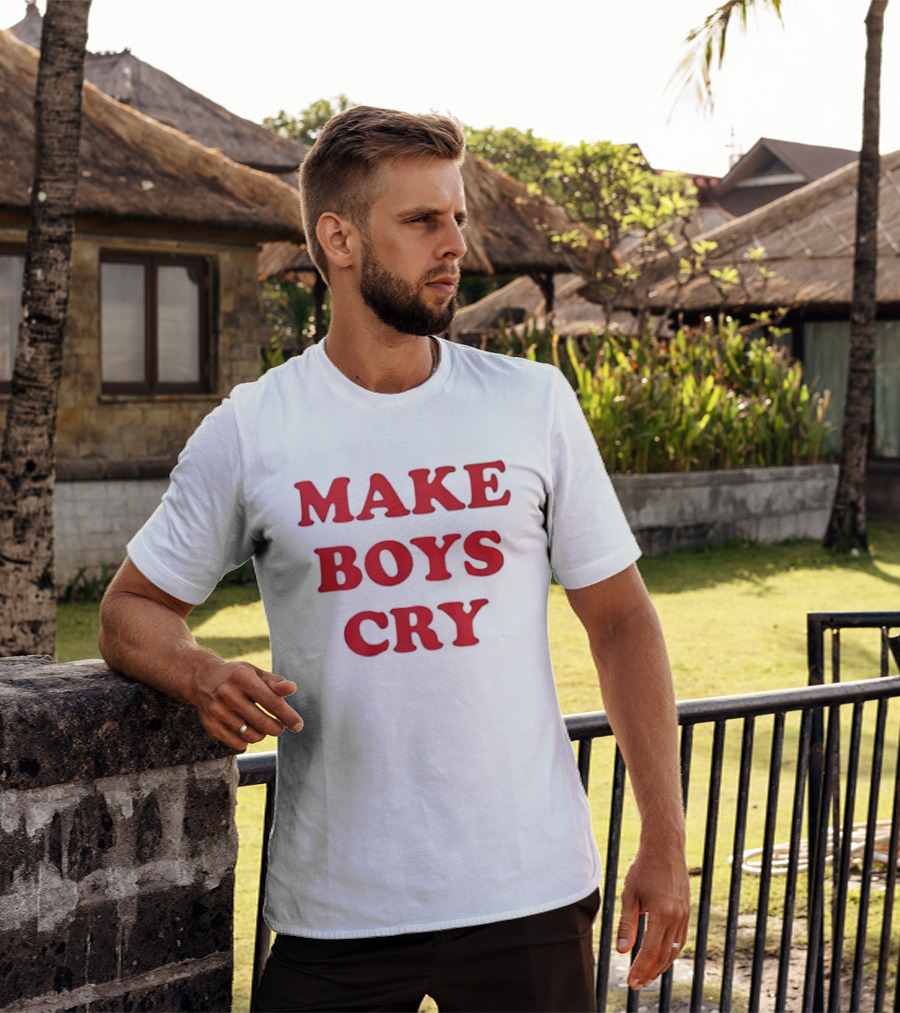 Make Boys Cry Aesthetic Y2K Trendy Red T-Shirt