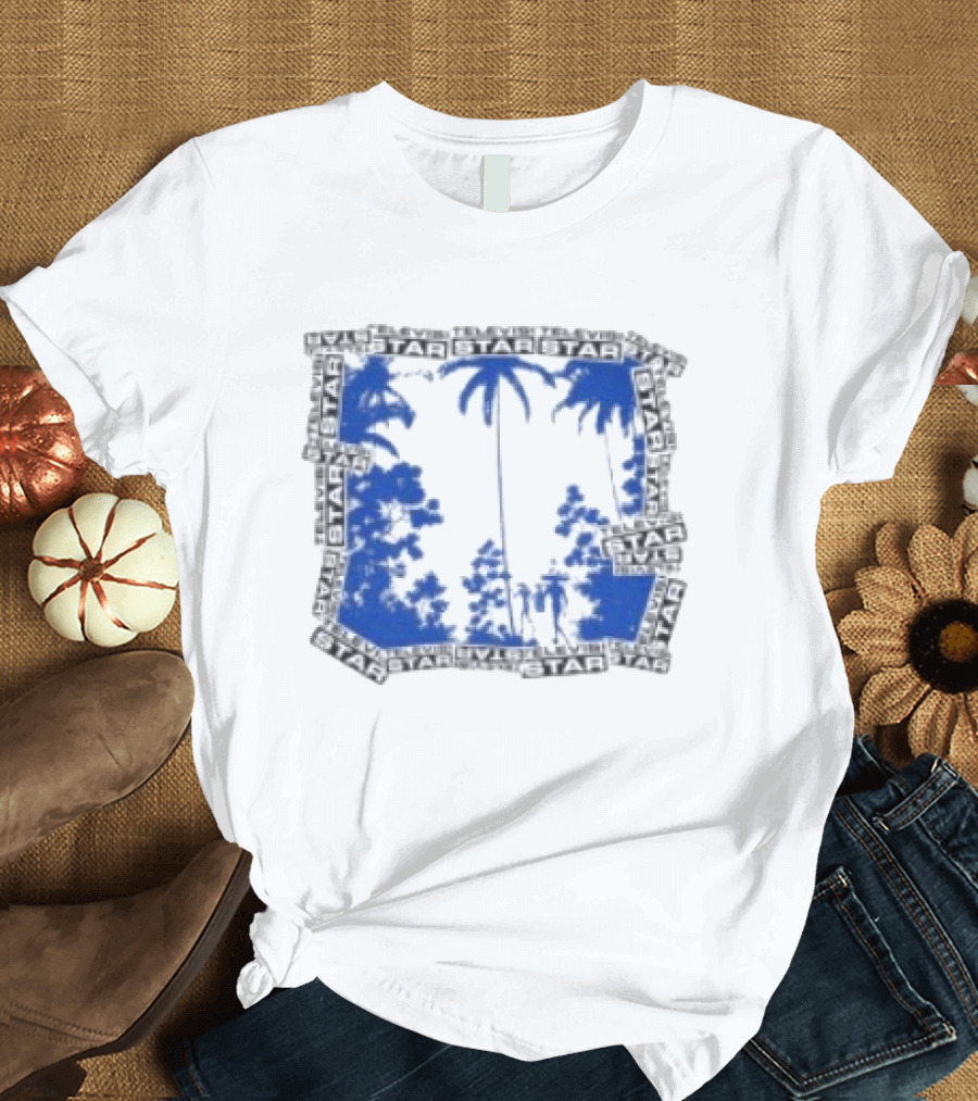Televisi Star Catalog Store Paradise Blue White Palms T-Shirt
