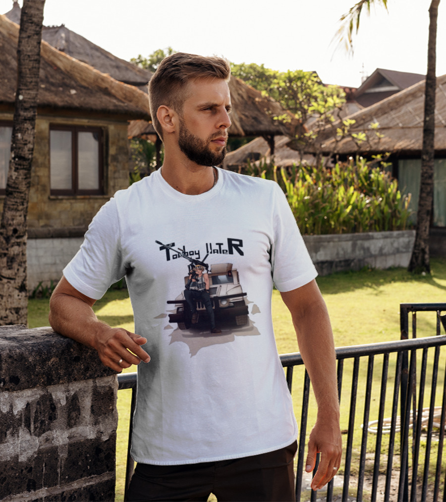 Tomboy Hater Anime Character With Gun And Armored Vehicle T-Shirt