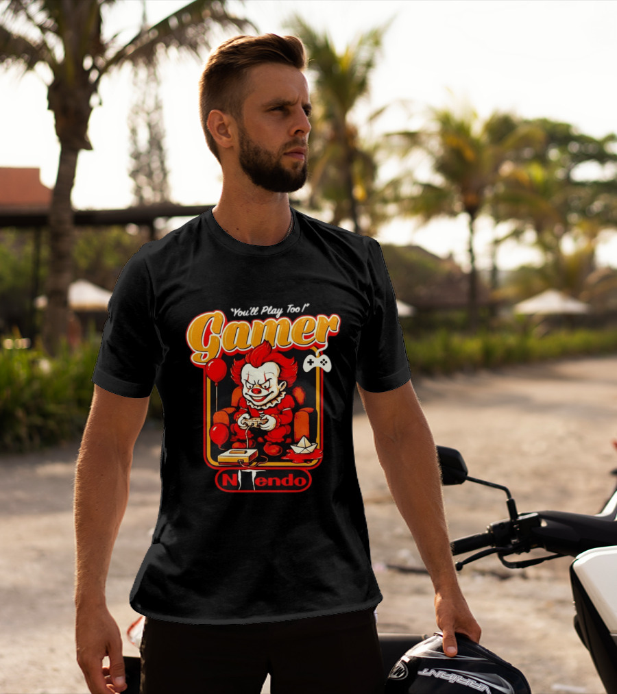 You'll Play Too Pennywise Gamer Nintendo Controller Balloons T-Shirt
