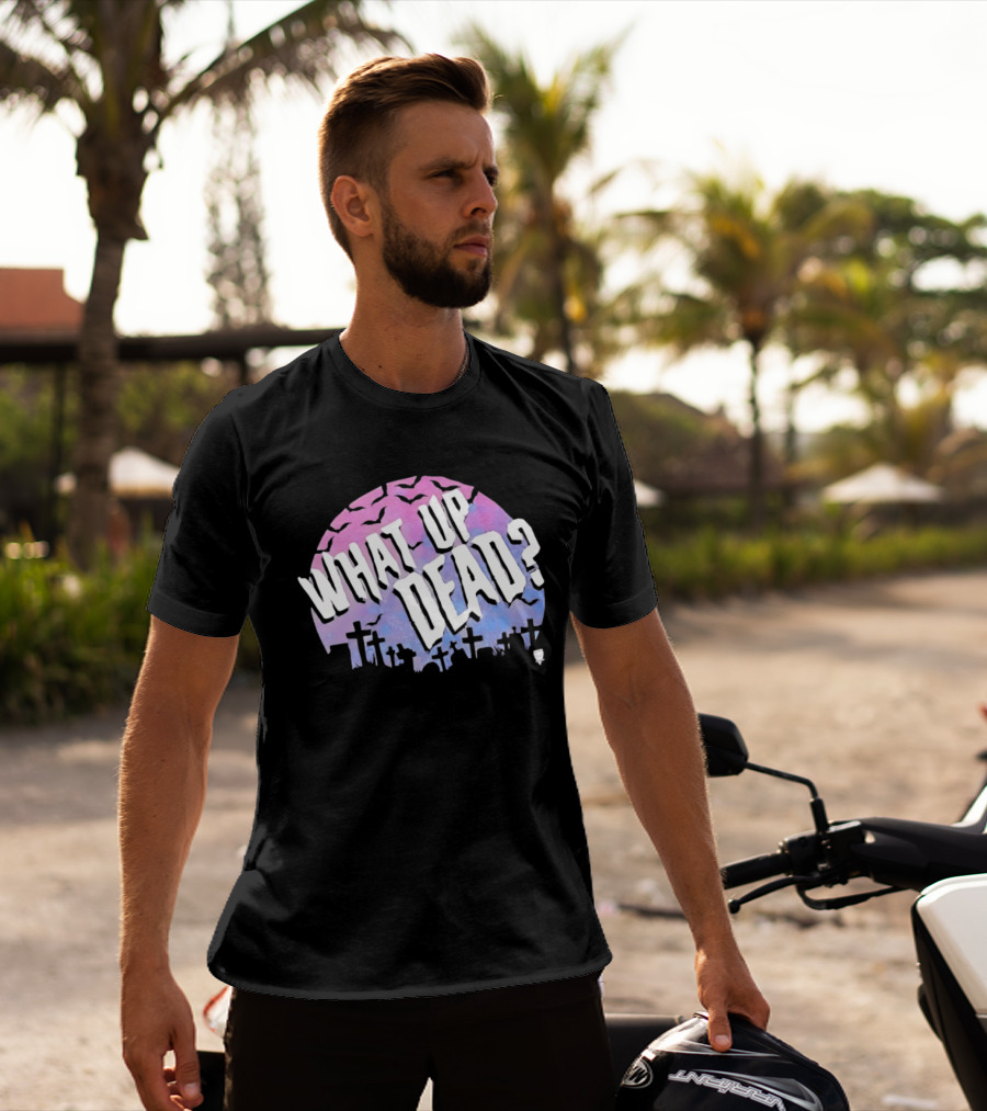 What Up Dead Graveyard Moon Bats Spooky T-Shirt
