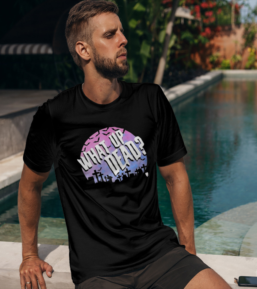 What Up Dead Graveyard Moon Bats Spooky T-Shirt