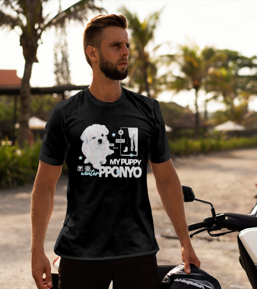 Winter Aespa My Puppy Pponyo KMJ Cute Dog T-Shirt
