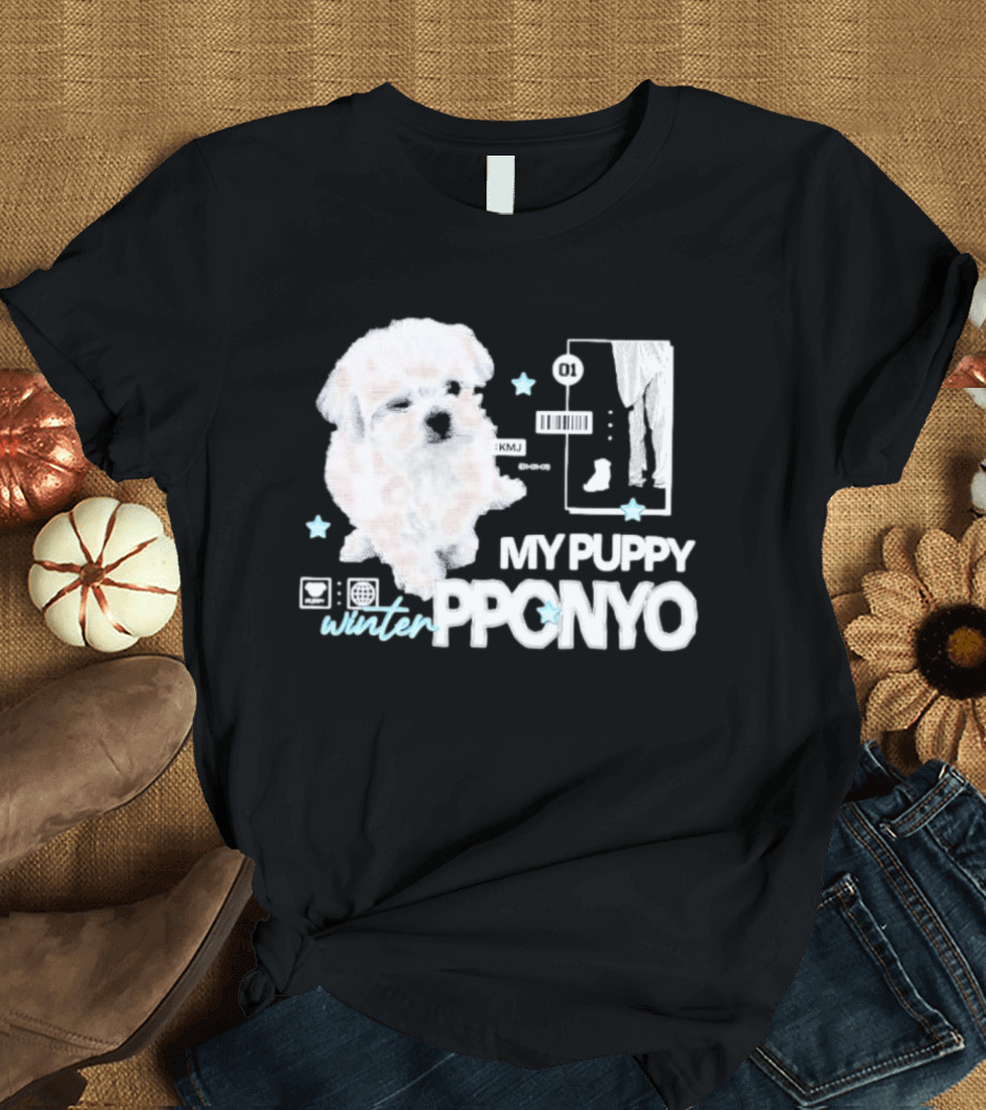 Winter Aespa My Puppy Pponyo KMJ Cute Dog T-Shirt