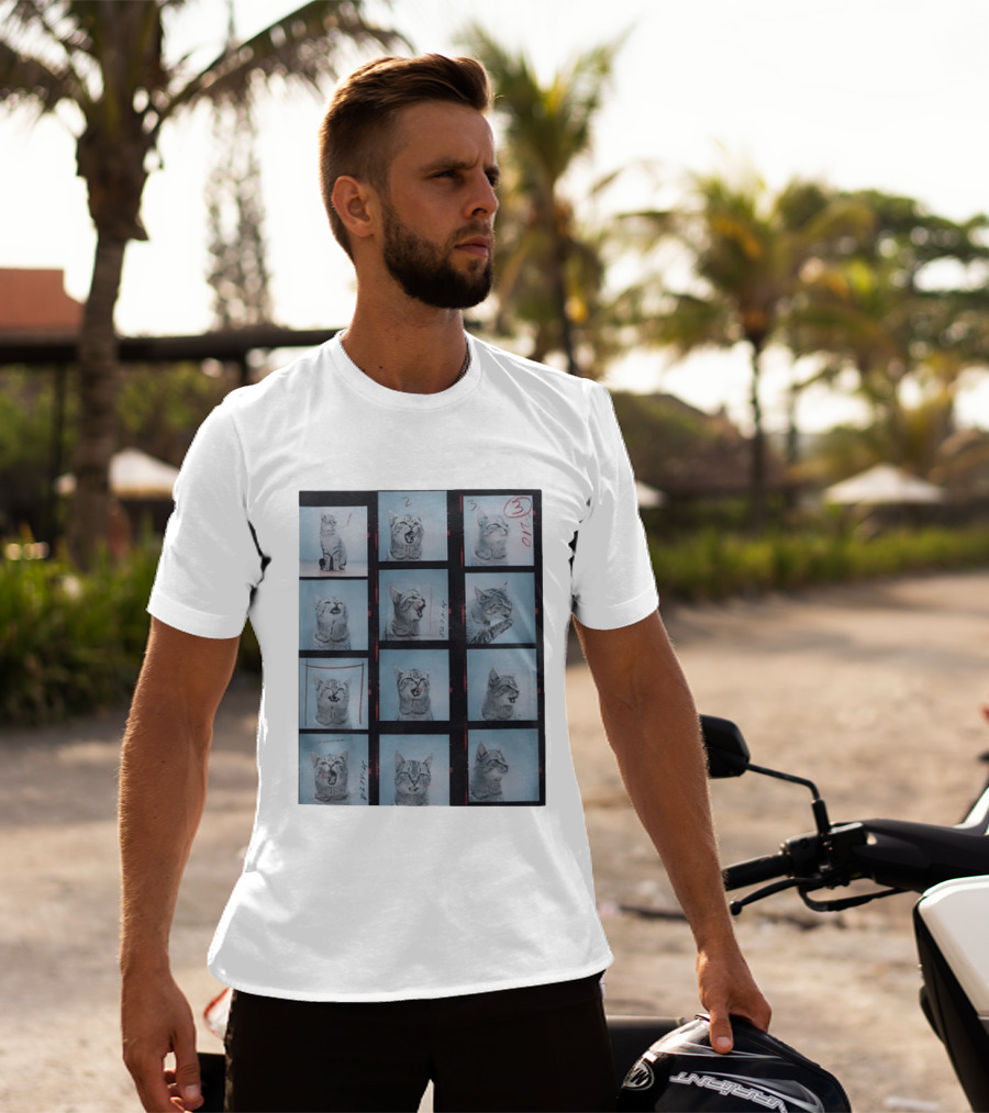 Tabby Cat Film Strip Series With Numbered Frames And Annotations T-Shirt