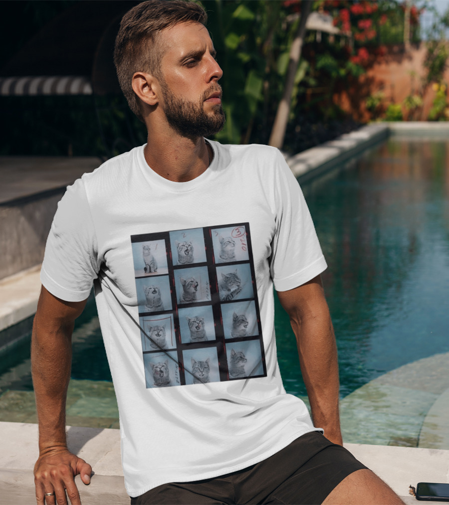 Tabby Cat Film Strip Series With Numbered Frames And Annotations T-Shirt