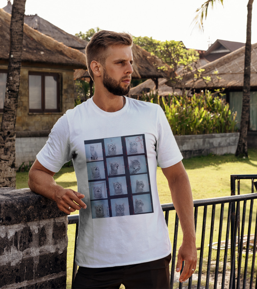 Tabby Cat Film Strip Series With Numbered Frames And Annotations T-Shirt